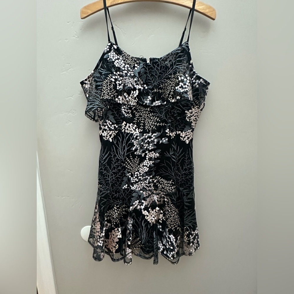 Aqua Off Shoulder Floral Black and White Women's Dress